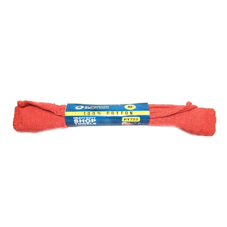 Superior Pads And Abrasives 12 Inch x 14 Inch Red Shop Towel - 100% Cotton, PK 3 PT722